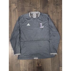 Adidas Baseball Men's Size‎ L Grey Long Sleeve Crew Neck Team Logo Pockets